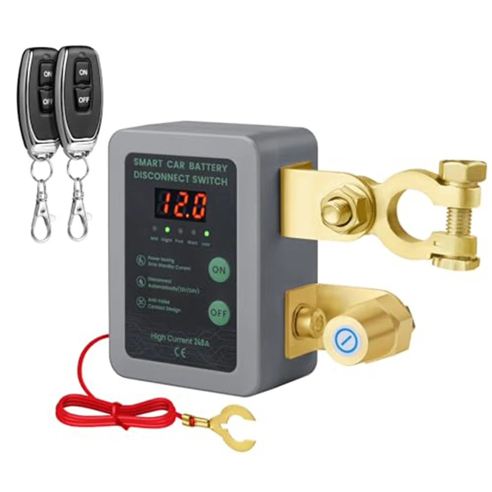 

Remote Controlled 12V Battery Kill Switch with Intelligent Voltage Cutoff and LED Display for Vehicle Battery Safety
