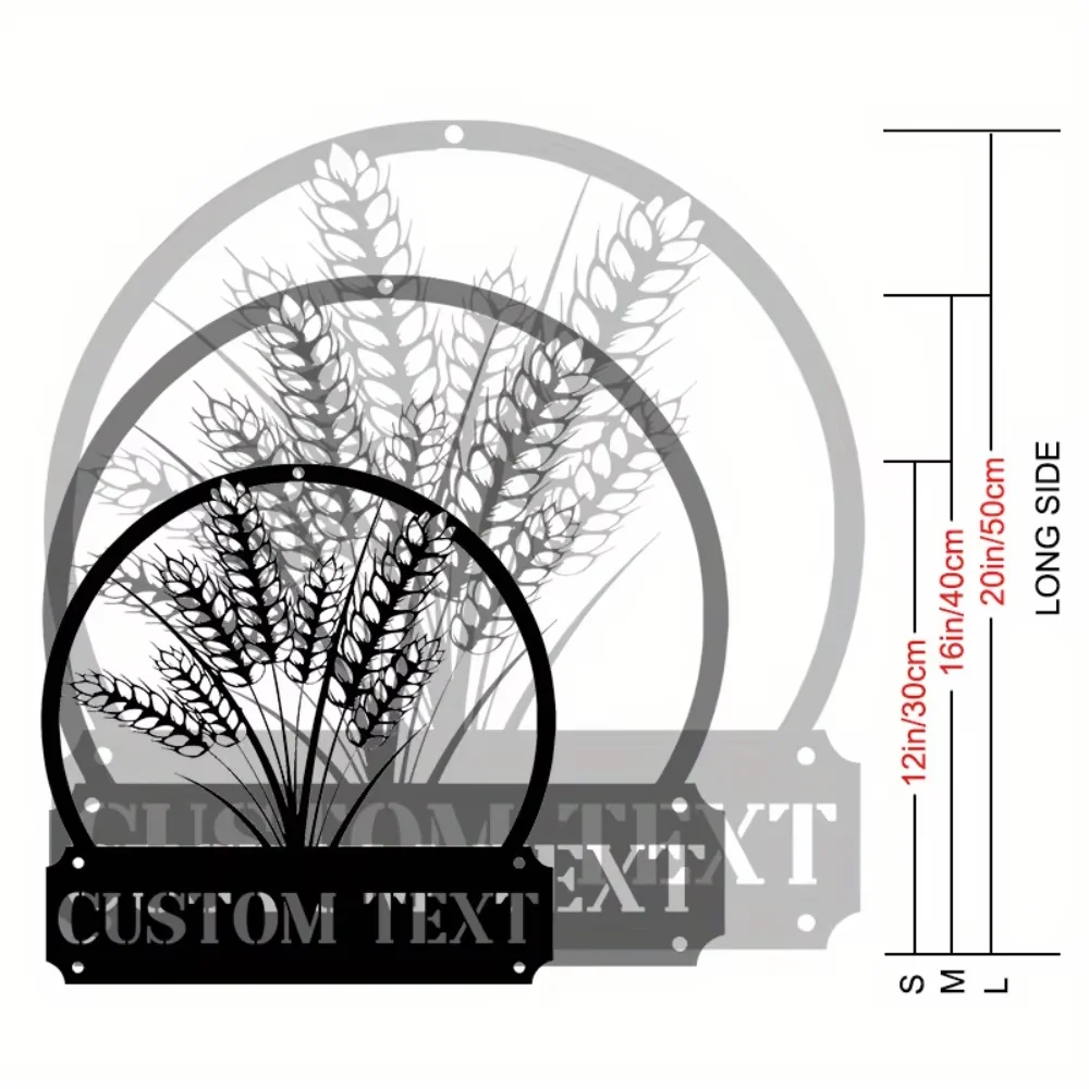 Metal Wheat Ear Wall Art Customize for Gardens. Robust Design. Perfect Adult Gift. Stunning Backyard Sign.