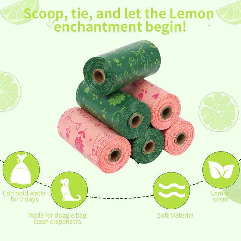 2/60 Roll EPI Biodegradable Dog Poop Bags Eco-friendly Leak-proof Dog Poop Bags Quality Thick Strong Pet Waste Bags Easy To Tear