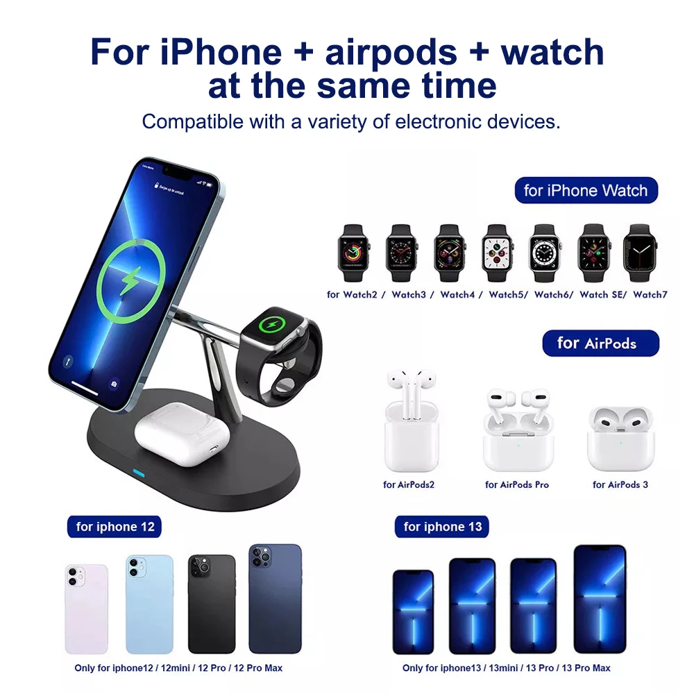 3 in 1 Wireless Charger For iPhone 15 14 13 12 Pro Max Magnetic Charger Fast Charging Station For Airpods Pro iPhone Watch 7 6 5