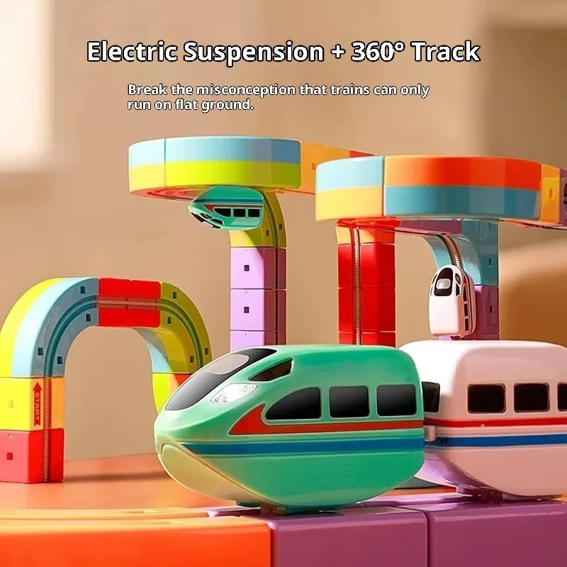 Elektrische Magnetische Track Set voor Kinderen 100 + Stuks Anti-Zwaartekracht Voertuigen STEM Building Speelgoed Creatieve DIY Spoorweg Model gift