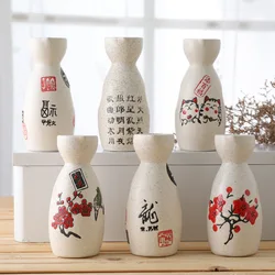 2 Pcs Ceramic Japanese Style Sake Drinkware Maneki Neko Sake Bottle 150ml Tokkuri Sakura Liquor Sake Dispenser Wine Bottle