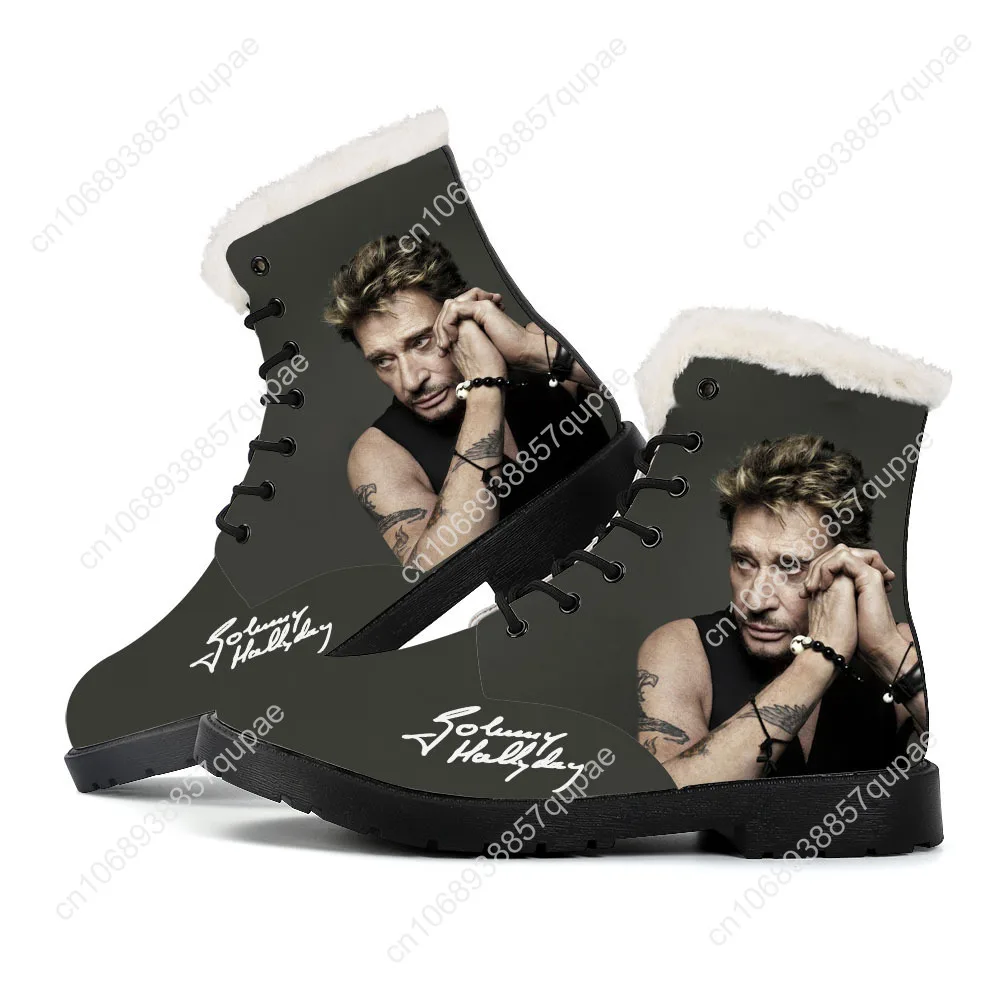 Johnny Hallyday French Rock Singer Plush Boots Mens Women Teenager Shoes Casual Boot Light High Quality Couple Customize Shoe