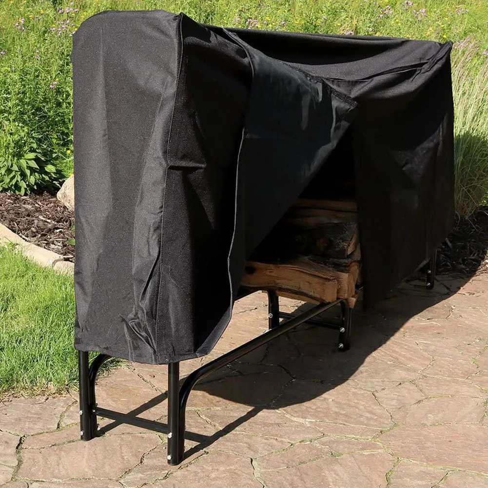 

8-Feet Firewood Cover Outdoor Storage Holder Cover Waterproof 244*34*100CM Black Lumber Log Rack New Practical