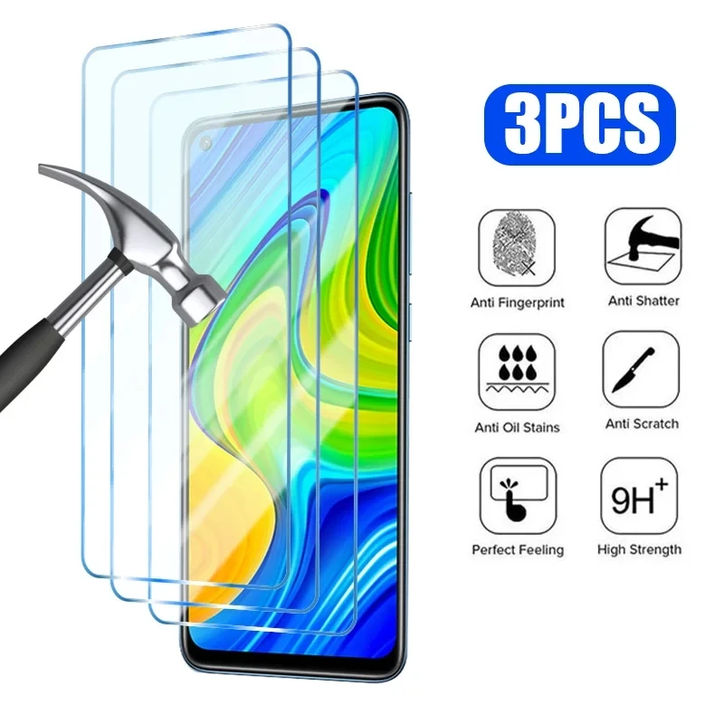 3Pcs Tempered Glass For Xiaomi Redmi 7 8 9 10 NFC Power Prime 2022 Note 7S 8T 9T 9S 10S 10T Pro Max 4G 5G Screen Protector