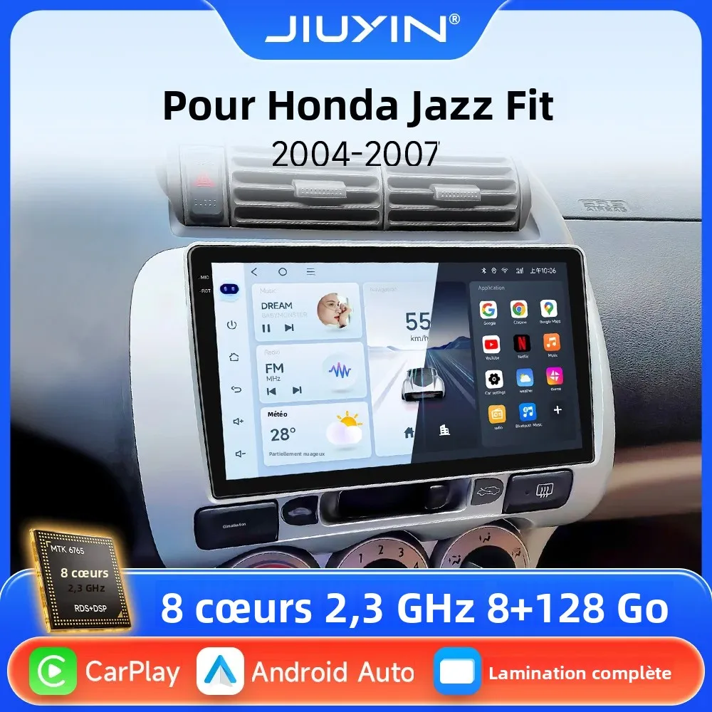JIUYIN – autoradio 9 pouces pour HONDA FIT JAZZ RHD 2002 2003 2004 2005 2006 2007, lecteur vidéo multimédia Android 13, unité principale Carplay