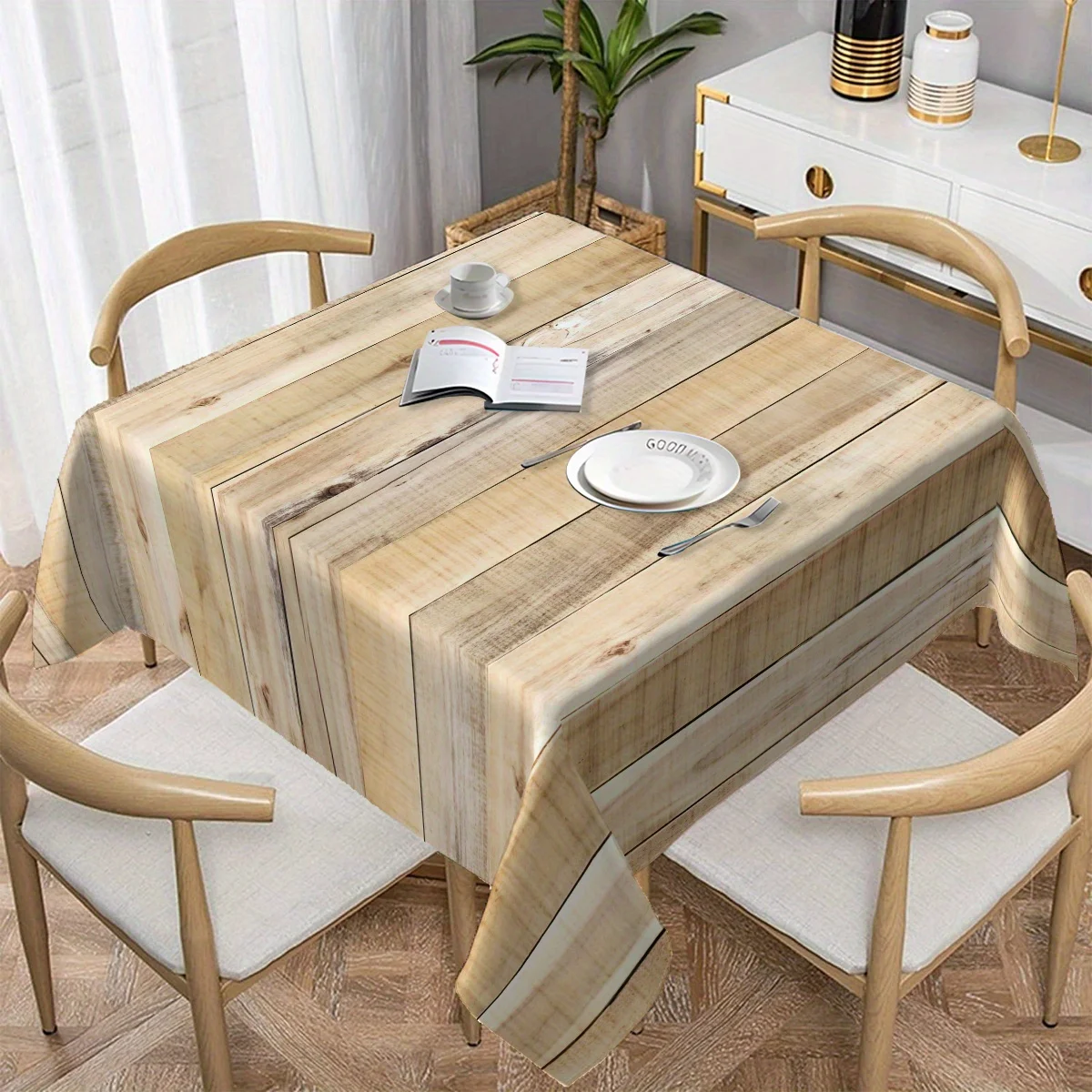 JIT, 1pc Rectangular Tablecloth with Wood Grain Pattern for Restaurantszyc