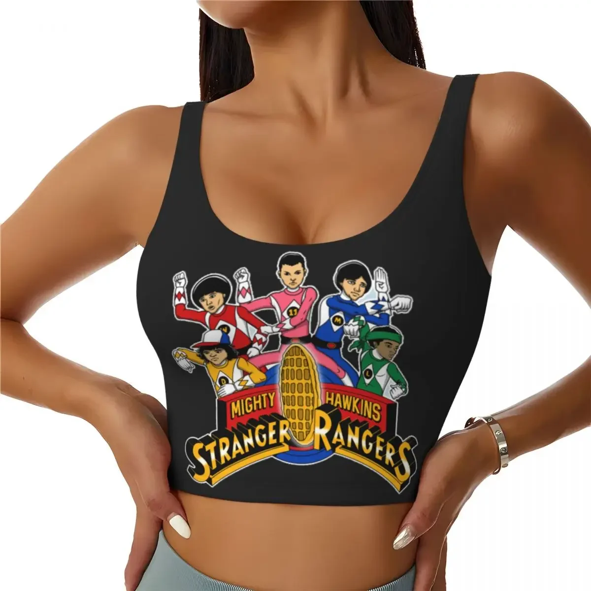 Custom Stranger Rangers Women Sports Bra High Impact Vest Gym Workout Yoga Crop Tank Top