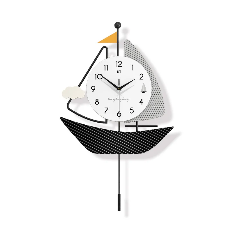 Modern simple living room wall clock, high-end home dining room clock, no punching creative clock wall hanging