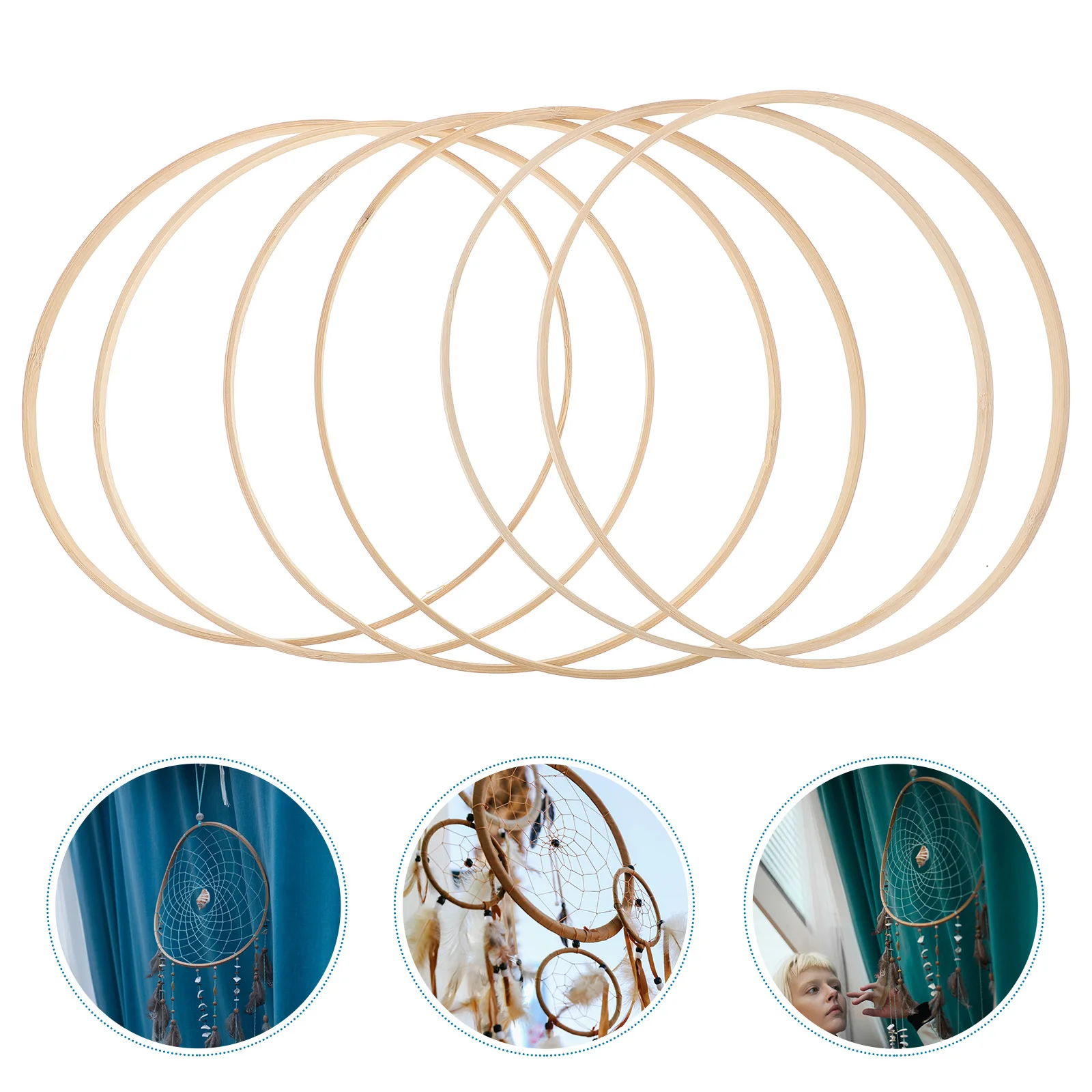 

12 Pcs Bamboo Circle Accessories Frames Dream Catcher Rings Wooden Dreamcatcher Craft Catchers Hoops