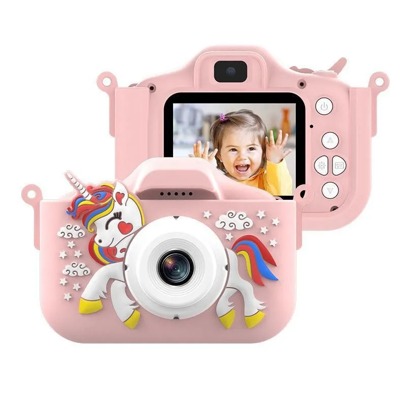 Unicorn Kids Camera For Toddlers Mini Digital Camera Toys Children AntiDrop 20.0MP Selfie Digital Camera Birthday Christmas Gift