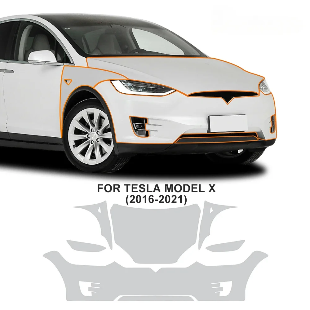 

Для Tesla Model S X 2016-2023 комплект предварительно вырезанного PPF из ТПУ, устойчивый к царапинам капот переднего бампера, прозрачная защитная пленка для двигателя