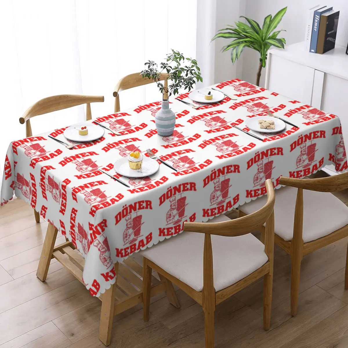 Doner Kebab Print Customized Rectangular Tablecloth Waterproof Table Cover for Dining Events Table Cloth