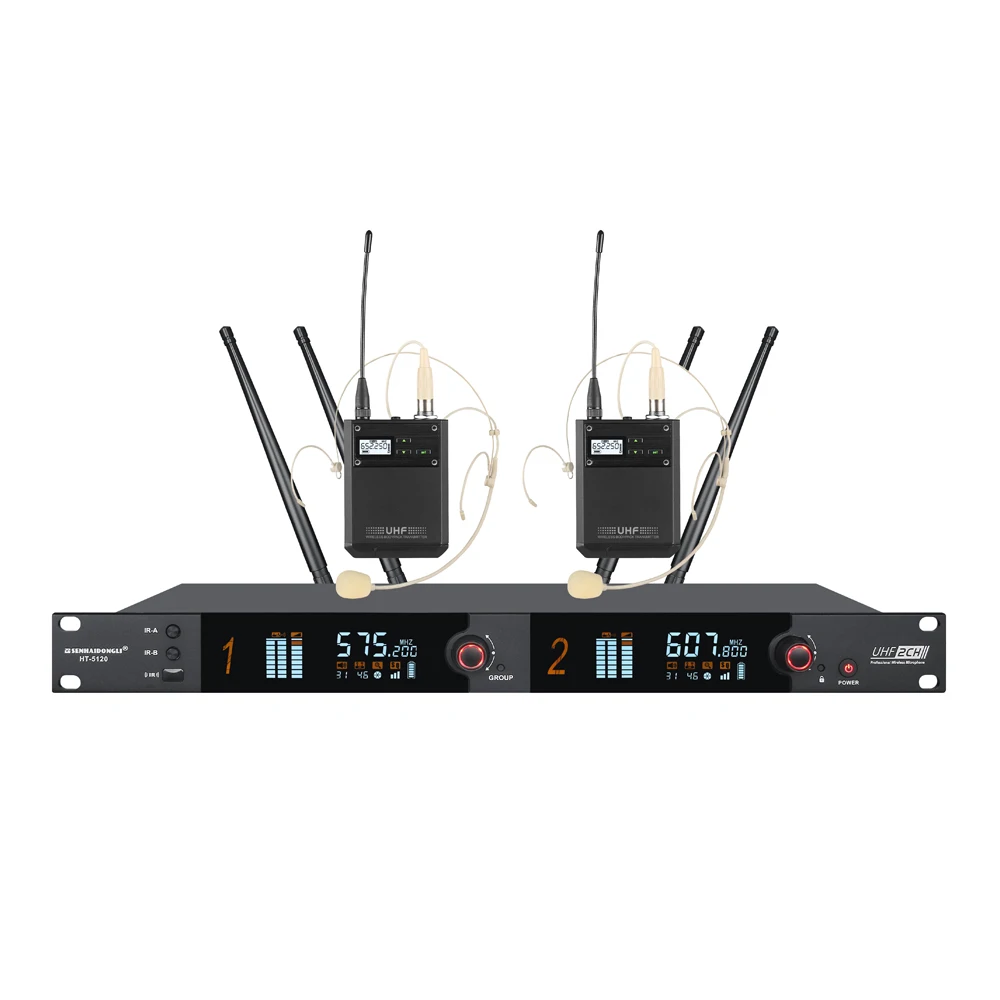 Paulkitson HT-5120 Professional 2-channel True Diversity Wireless Microphone 564~615MHz Stage Performance Handheld Microphone