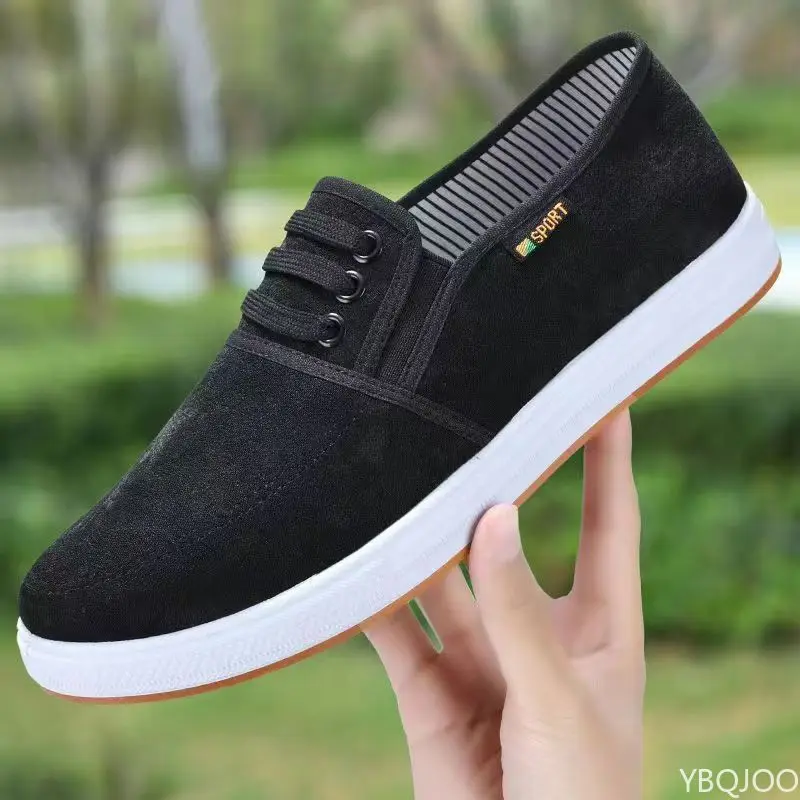 New men's casual comfortable flats fashion anti slip wear-resistant canvas shoes lightweight breathable thick soled shoes