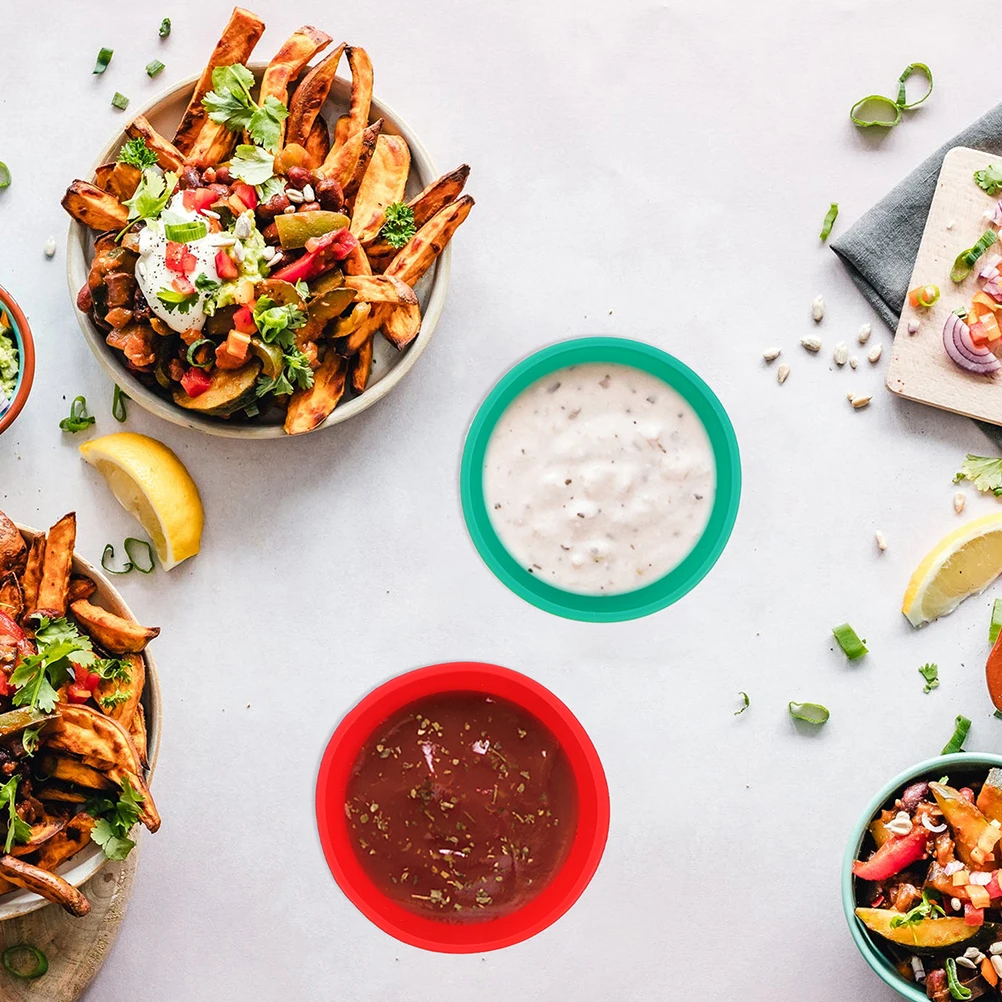 

4 pcs Silicone Sauce Bowls 4 Pack Food Grade Lightweight Condiment Containers For Home Restaurant Kitchen Storage Bowl