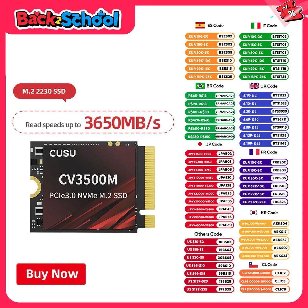 

CUSU NVMe SSD 512GB 1TB SSD M2 2230 PCIe3.0 M.2 Solid State Hard Drive Disk for laptop Steam Deck