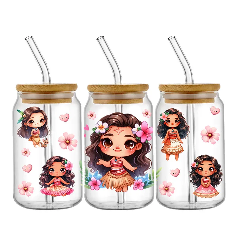 Kawaii UV DTF Cup Wrap Disney Princess Transfers Stickers For 16oz Libbey Shell Pen Can Waterproof Personalize DIY Custom Decals