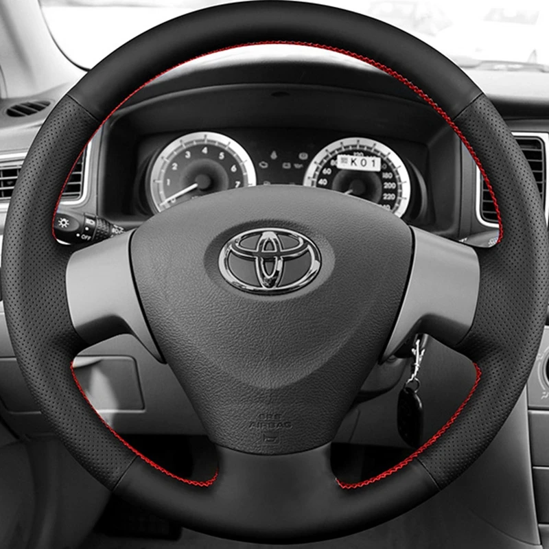 Black Microfiber Leather Hand-stitched Car Steering Wheel Cover For Toyota Corolla Matrix 2009-2013 Auris Car Accessories