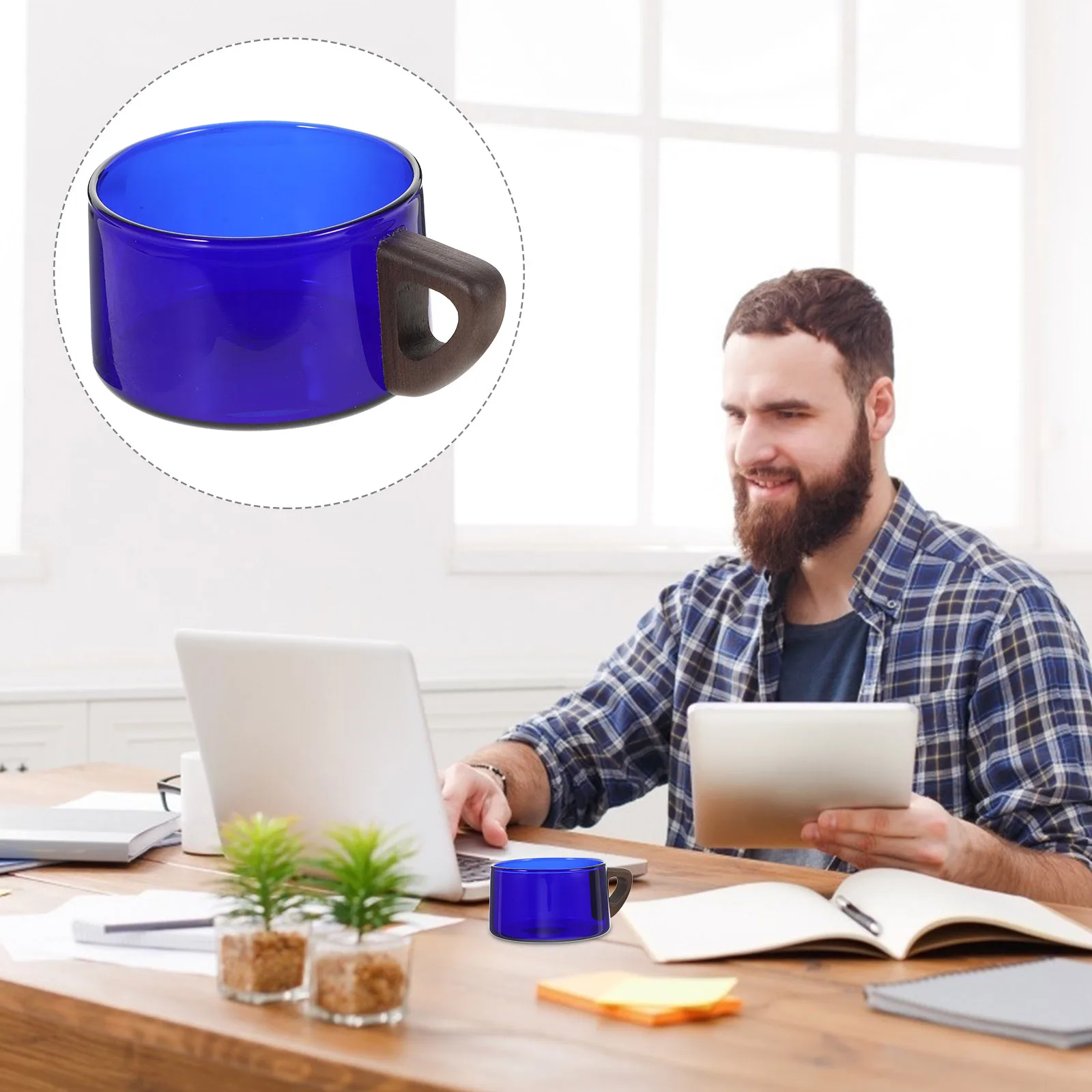 

Coffee Cup Mug Glass Milk Modern Cocktail Latte Mugs Wood Tea Office Espresso Cups