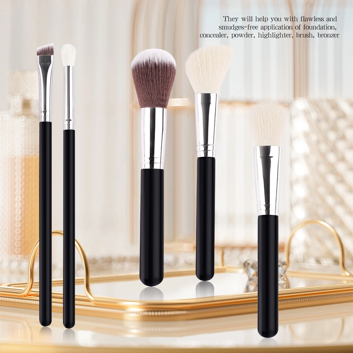 Juego de brochas de maquillaje de lujo, color negro, de alta calidad, 15 Uds., venta al por mayor, mango de madera, marca privada, base, brochas de maquillaje cosméticas