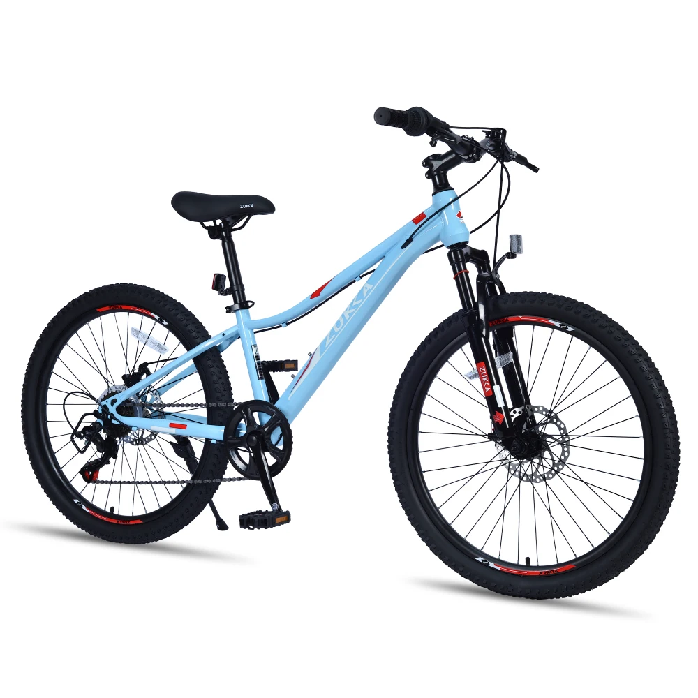 

6 Speed shimano Kids Mountain Bike 24 inch Rims Dual Disc Brake Steel Frame With Front Suspension Off-Road Bicycle for 5+ Years