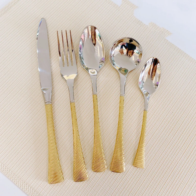 Knife, Fork and Spoon Western Food/Steak Knife  Half Gold Tableware Gold-Plated  for Hotel