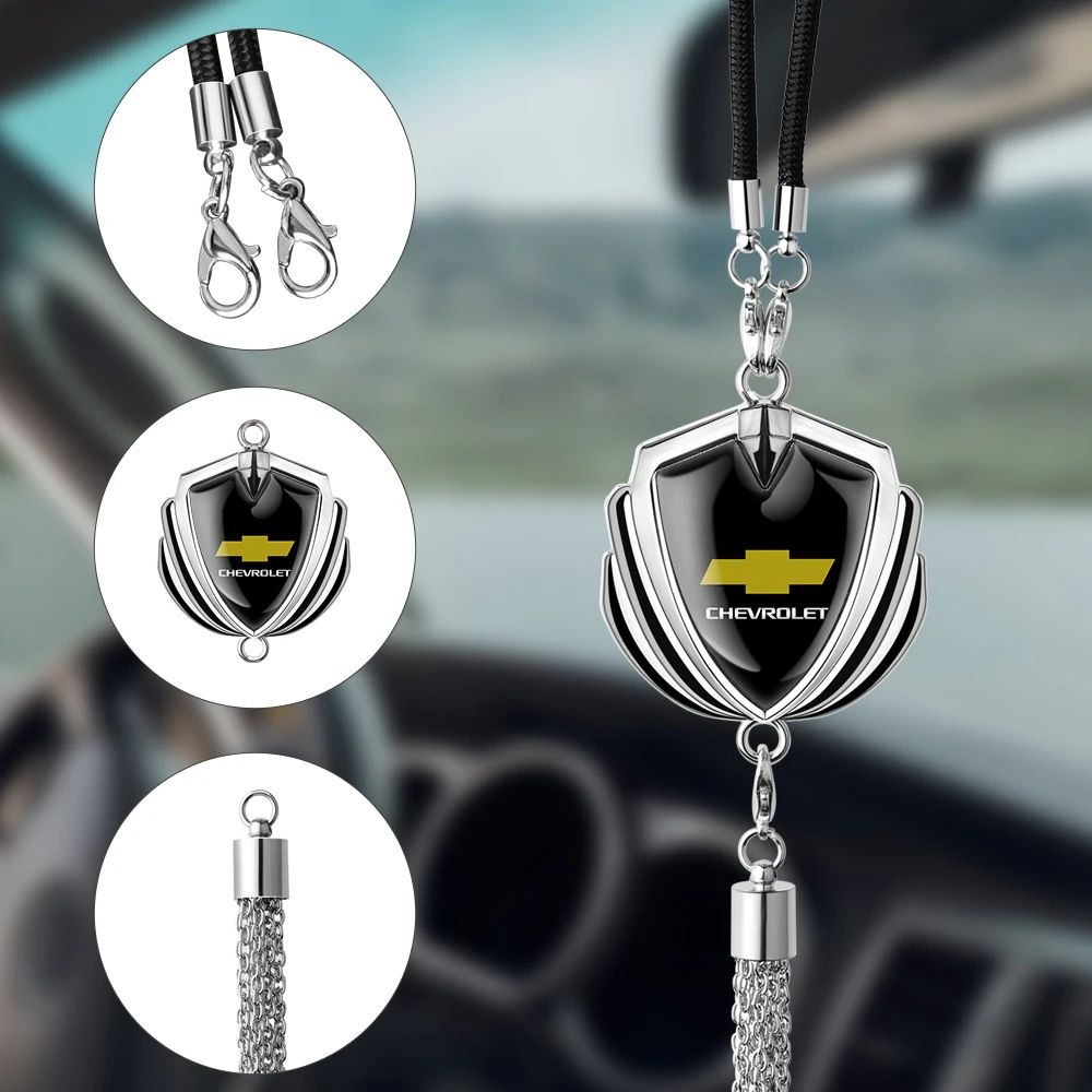 1PCS Car Ornaments Hanging Rearview Mirror Metal Emblem Pendant For Chevrolet Cruze Lacetti Captiva SS Z71 Trax Impala Spar Sail