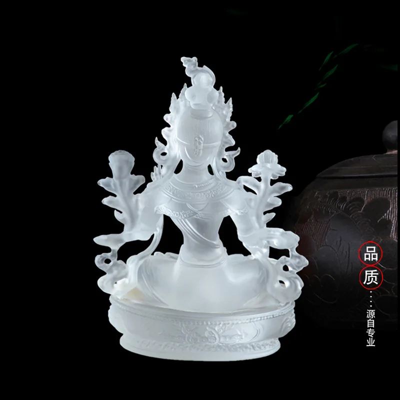 10~23cm Traditional Wax-Resistant Glazed White Tara Ornament for Home Altar Worship, Gilded Tantric Buddha Statue, Ten Tho