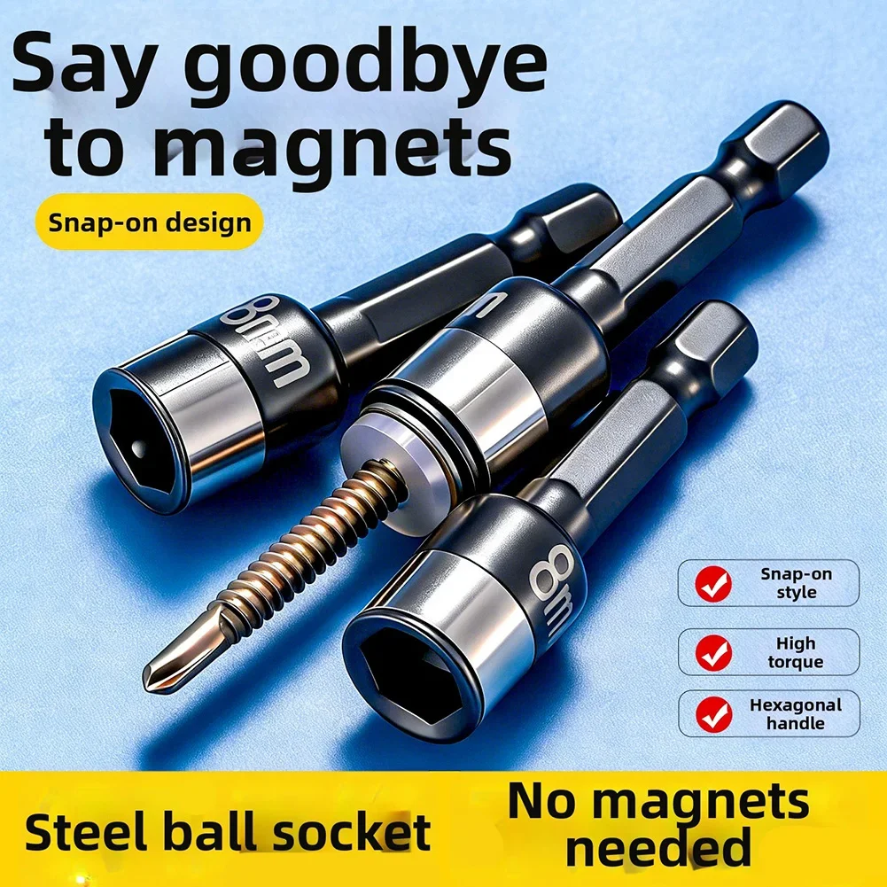 8mm High-Torque Non-Magnetic Hex Socket Driver With Steel Ball Grip Chrome Vanadium, Heavy-Duty Use, Socket Wrenches Hand Tools