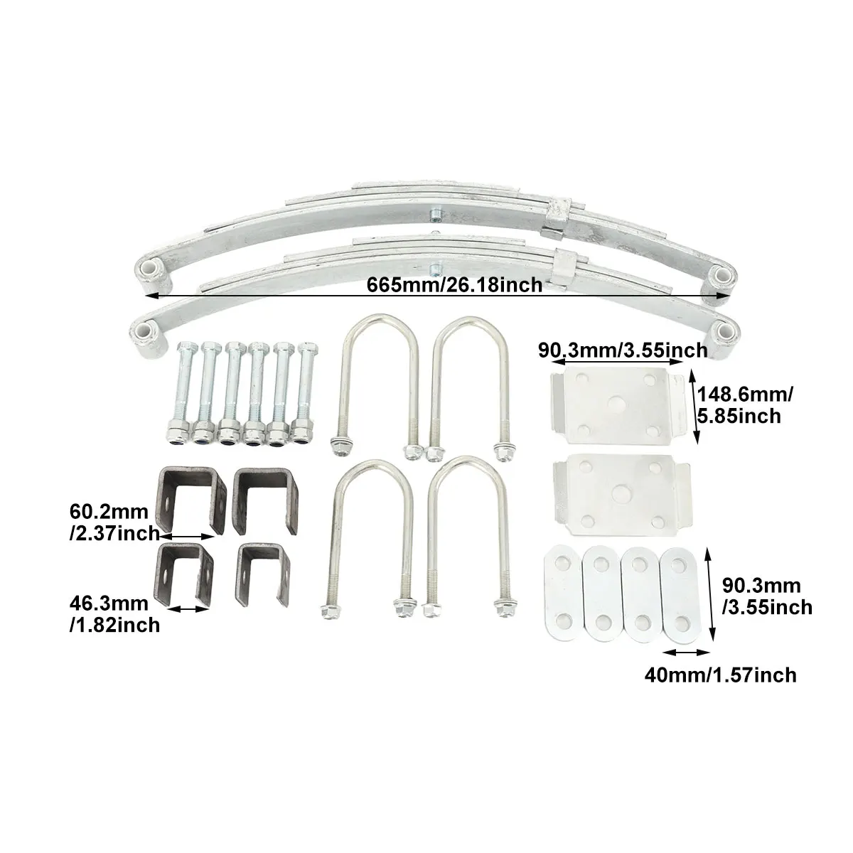 Kit de ressorts à lames de remorque, 3500lb, Kit de Suspension d'essieu de remorque unique, forte capacité de charge en métal, Kit de suspension en U à ressort à 4 feuilles