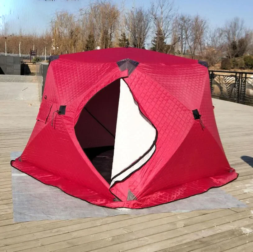 Large 210*150*160cm Anti-UV Sun Shade Tent with 2 Poles Waterproof Pop-Up Sauna Shelter for Outdoor Ice Fishing