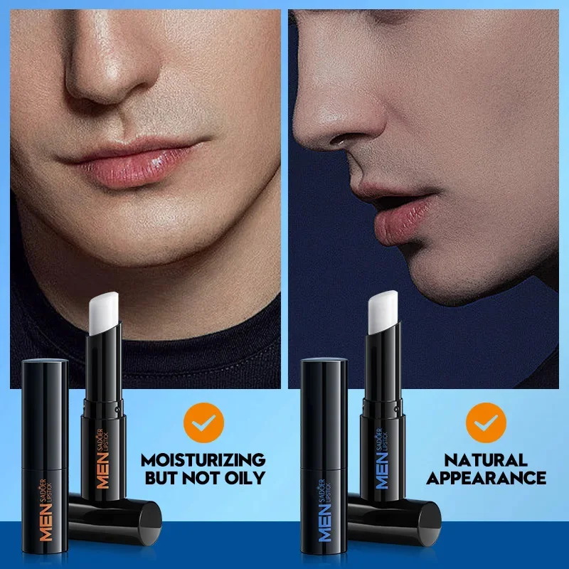 Bálsamo labial para hombre, hidratante, hidratación, líneas de decoloración, antigrietas, elimina la piel muerta, refrescante y no graso, exquisito cuidado de los labios