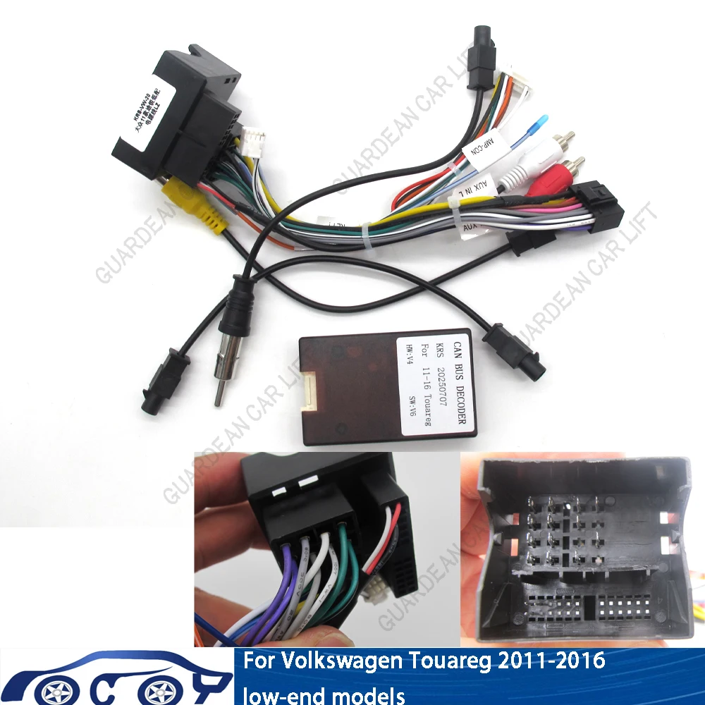 

16pin Android Radio Car Wiring Harness Adapter Canbus Box Decoder Power Cable For Volkswagen Touareg 2011-2016 low-end models