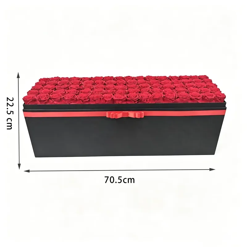 Custom Logo Rectangle Barrel Preserved Rose Bouquet Gift Box for Wedding Valentine Day Wholesale Immortal Flower Arrangement
