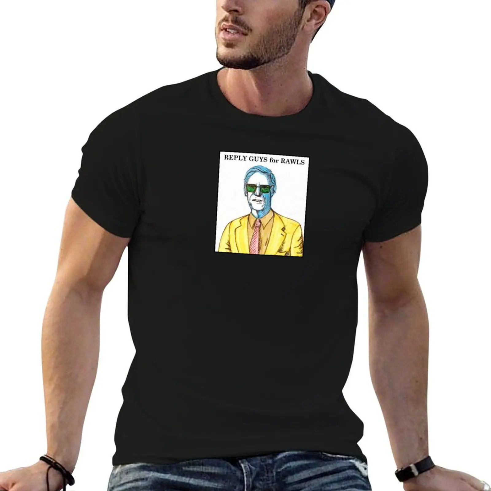 

Philosopher Doodle Portrait: Reply Guys for Rawls T-Shirt t shirts for man slim fit t shirts for man graphic vintage T-Shirt