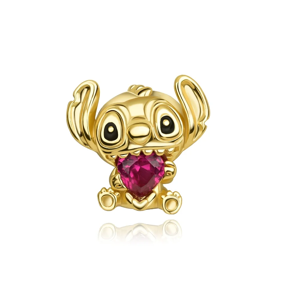 Potdemiel Disney 925 Silber Stitch Charms Anhänger Perlen Passend für 3mm Original Halskette Armband DIY Damen Geburtstagsfeier Edles Geschenk