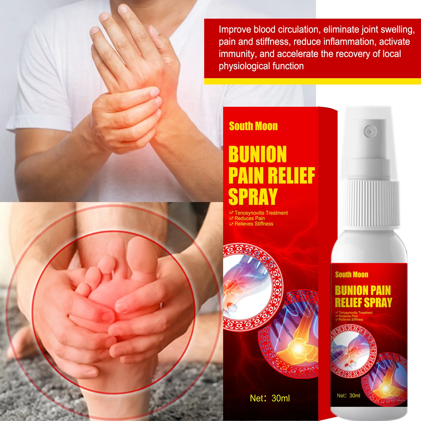 

Toe Pain Bunion Pain Relief spray cream Joint liquid Bunion Gout Pain Relief Stiffness Inflammation Treatment Arching Treatment