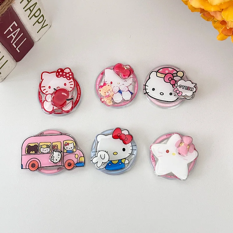

Cute Sanrio Hello Kitty Rotate Magnetic Holder Grip Tok Griptok Phone Stand For iPhone Magsafe Socket Pocket Holder Girls Gift