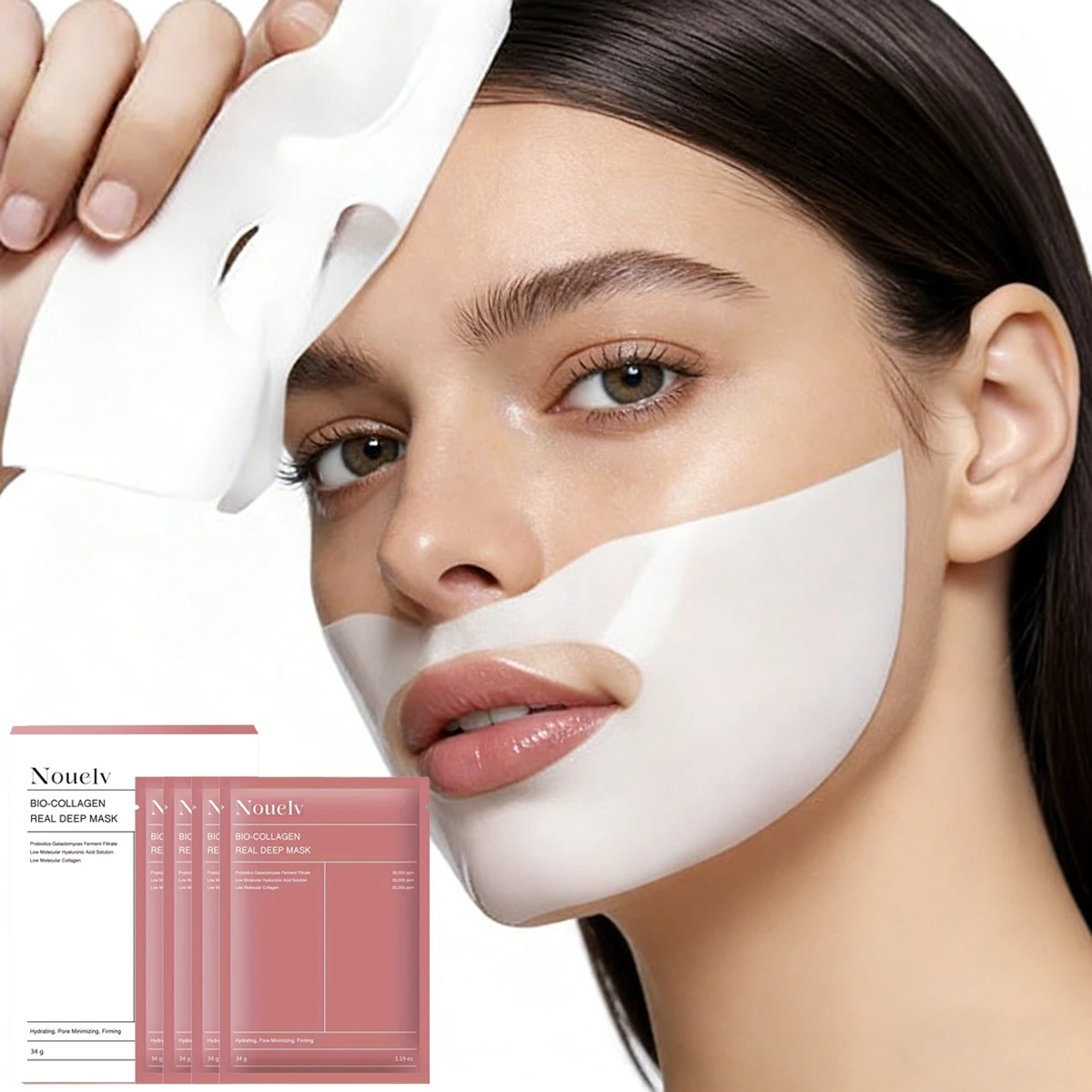 4Pcs/Box Bio-Collagen Real Deep Mask Absorbable Daily Night Mask Collagen Moisturizing Mask Firming Lifting Skin Care