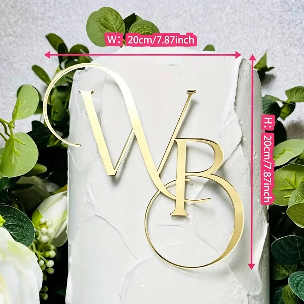 Acryl-Cake-Topper mit individuellem Namen, Initialen, personalisiertes Happy Birthday Hochzeitstorten-Schild, Party-Dekoration