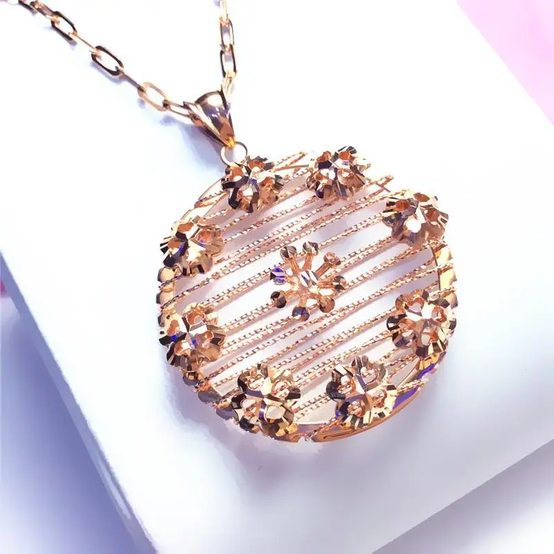 585 purple gold plated 14k rose gold original exquisite round florets necklaces for women glamour exaggerated engagement jewelry