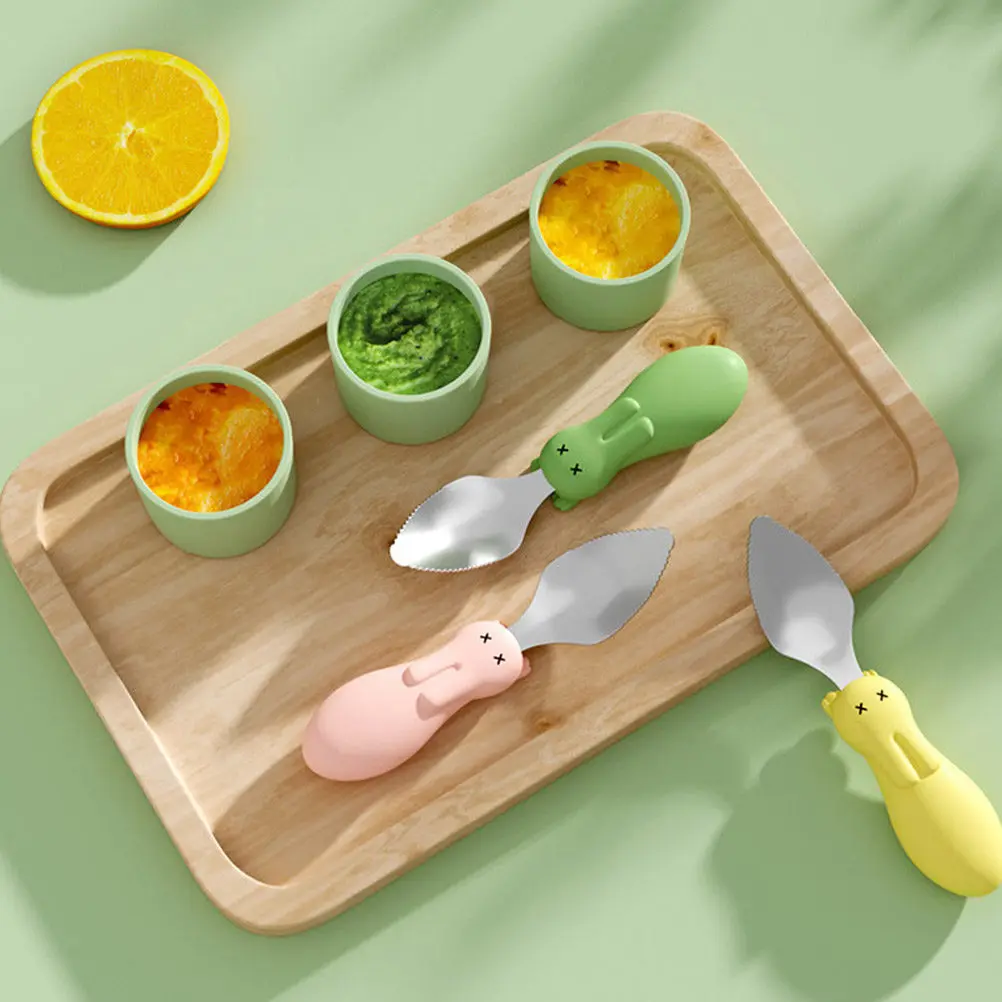 colheres-de-frutas-para-bebes-2-pecas-aco-inoxidavel-com-cabo-de-silicone-macio-raspador-de-frutas-colher-para-alimentacao-de-criancas-pequenas-aco-inoxidavel
