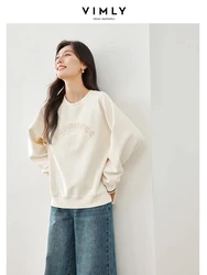 Vimly-Sudadera con letras bordadas de albaricoque para mujer, Top de manga larga con cuello redondo, jerséis sueltos informales, primavera 2024, M5121