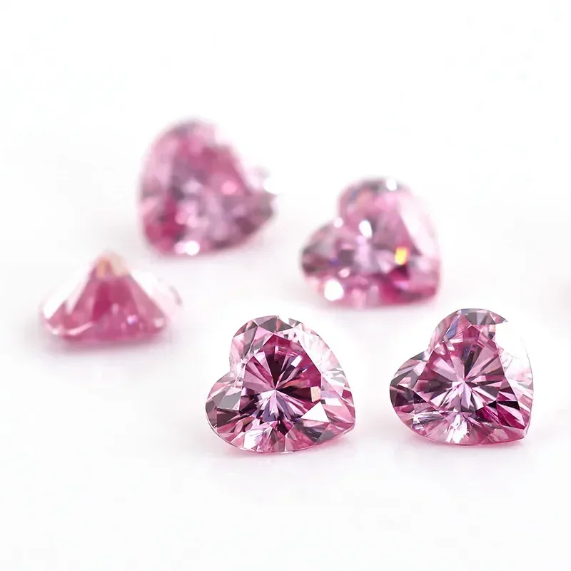 

Moissanite Stone Heart Cut Pink Color Lab Grown Diamond for Jewelry DIY Ring Necklace Earrings Stone with GRA Certificate