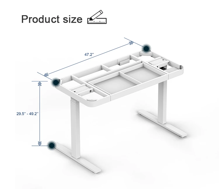 Custom Logo Office Furniture Drawer Table Modern Design Standing Height Adjustable Computer Desk