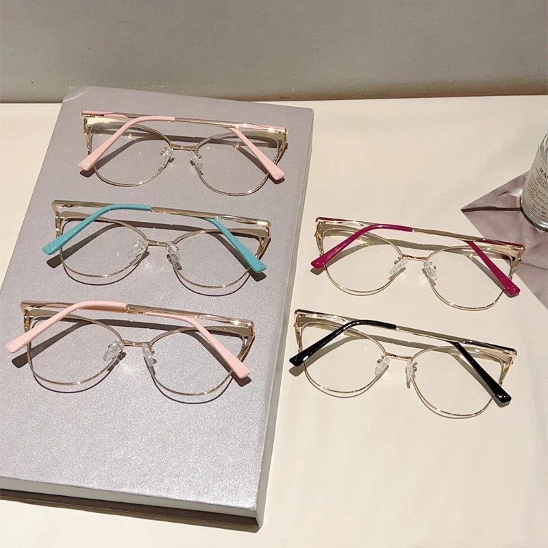KAMMPT Oversized Cat Eye Glasses Women New Fashion Vintage Hollowed Rim Optical Frames Trendy Luxury Butterfly Shaped Eyeglasses - view 5