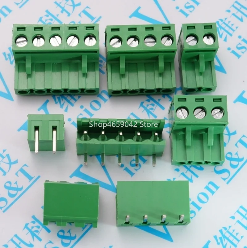 5Set 2EDG5.08 2/3/4/5/6/7/8/9/10Pin Right Angle Line Terminal Plug Type 300V 15A 5.08mm Pitch Connector Pcb Screw Terminal Block