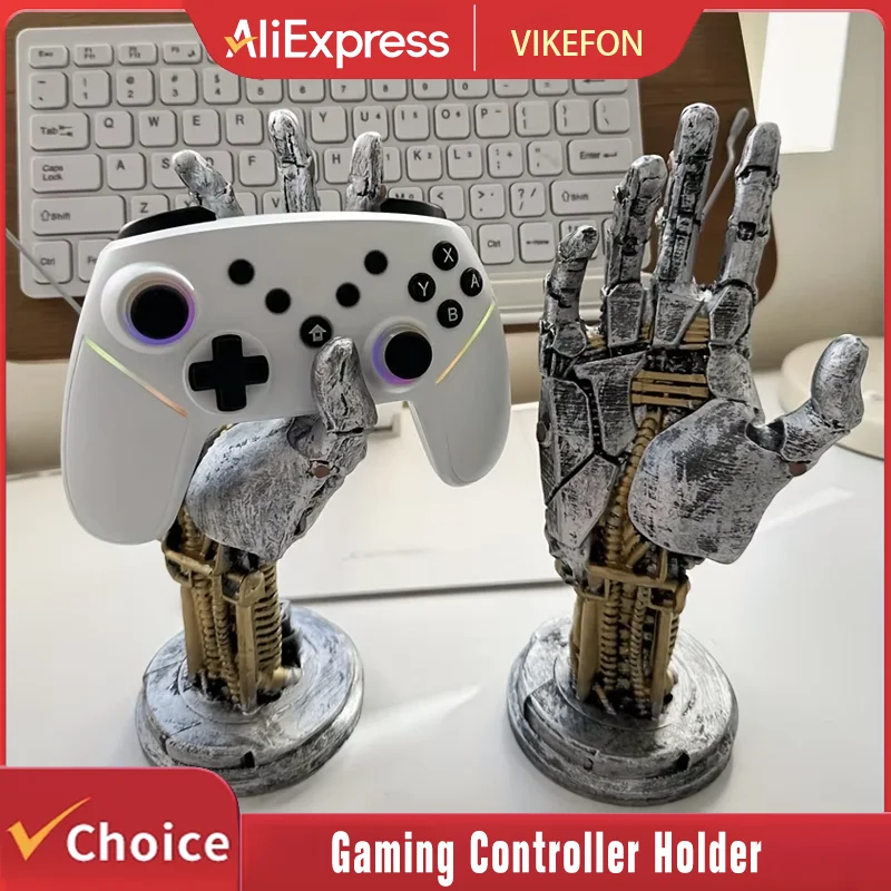 Nuevo controlador de juegos creativo, soporte para auriculares de escritorio, brazo mecánico Cyberpunk, Robot simulado, escultura de mano, decoración