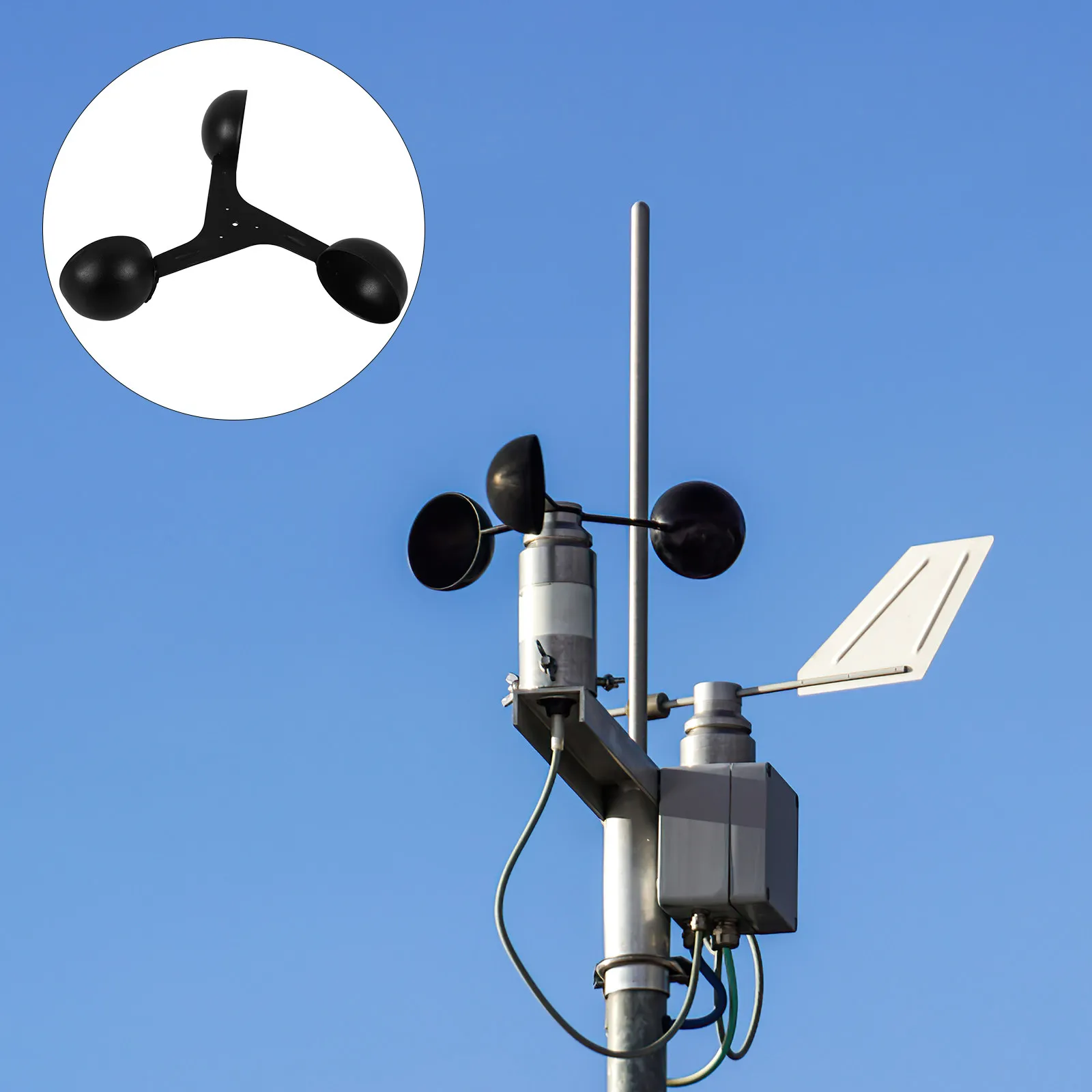 Anemómetro Profesional de 3 Copas con Sensor de Velocidad del Viento para Medición Meteorológica, Herramienta de Medición de Flujo de Aire